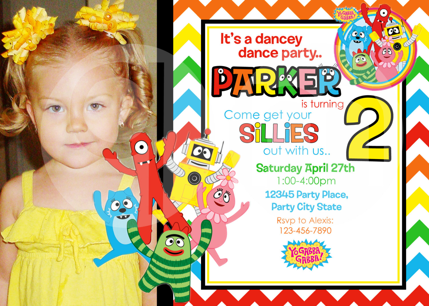 Yo Gabba Gabba Birthday Invitations Free Invitation Templates Drevio with regard to sizing 1500 X 1071