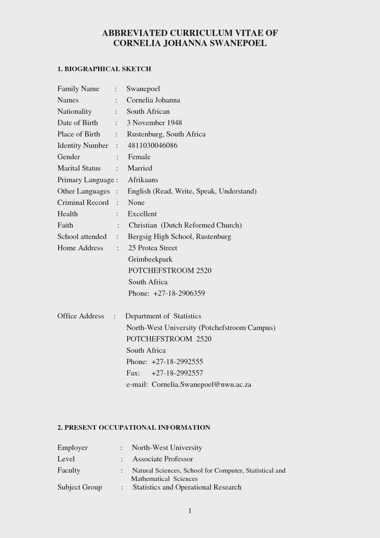1 Page Cv Template South Africa Job Resume Samples Job regarding dimensions 1267 X 1792
