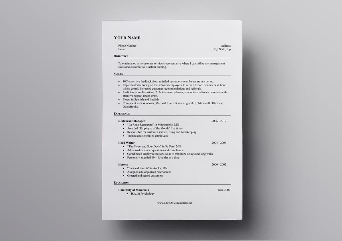 10 Free Openoffice Libreoffice Resume Templates inside size 1200 X 847