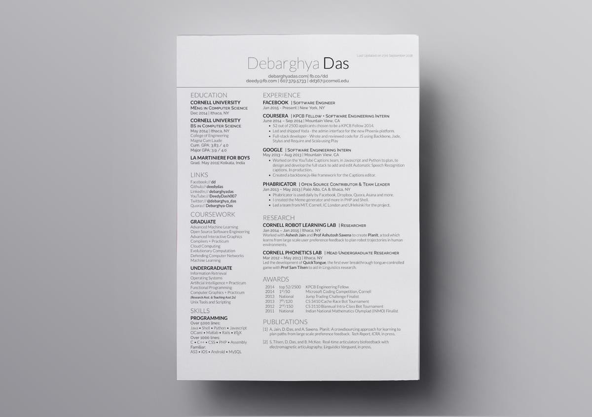 10 Latex Resume Cv Templates Academic Tech Jobs in proportions 1200 X 847