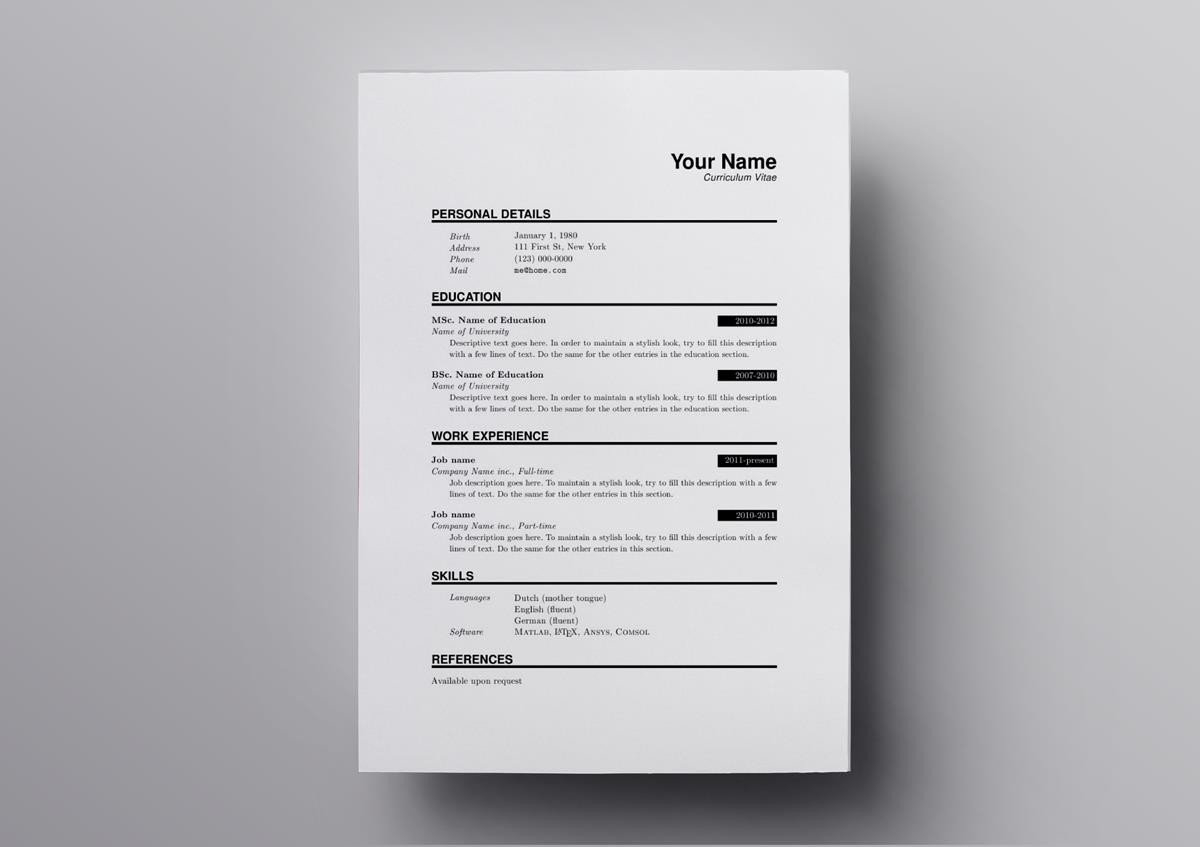 10 Latex Resume Cv Templates Academic Tech Jobs intended for size 1200 X 847