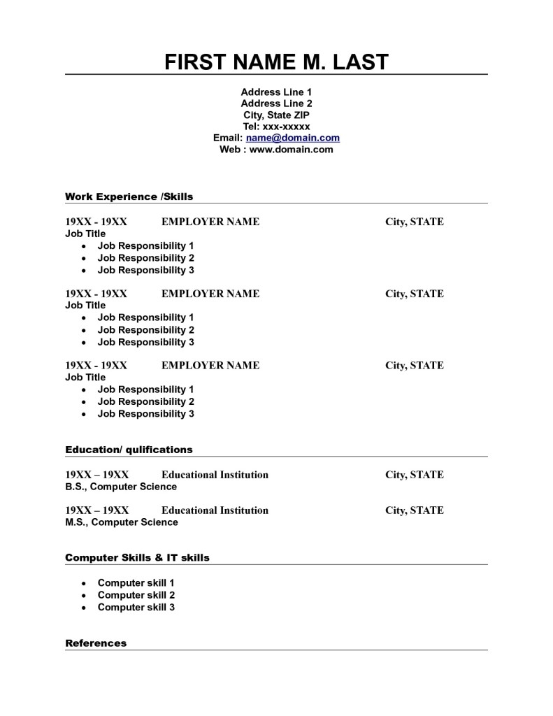 10 Printable Basic Pdf Templates Basic Resume Templates inside sizing 791 X 1024