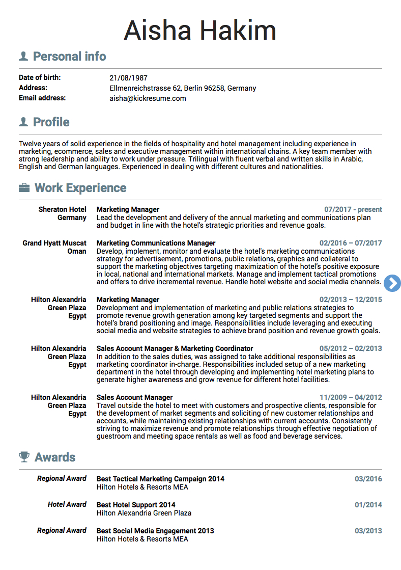 10 Real Marketing Resume Examples That Got People Hired At throughout sizing 788 X 1119