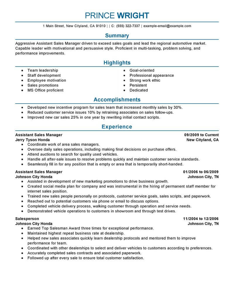 11 Amazing Automotive Resume Examples Livecareer throughout proportions 800 X 1035