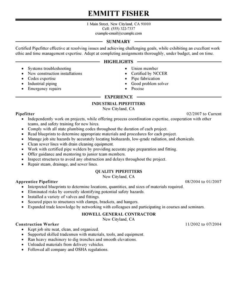 11 Amazing Construction Resume Examples Livecareer intended for sizing 800 X 1035