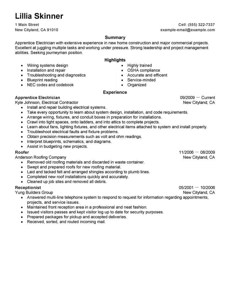 11 Amazing Construction Resume Examples Livecareer with proportions 800 X 1035