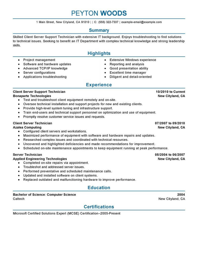 11 Amazing It Resume Examples Livecareer for proportions 800 X 1035