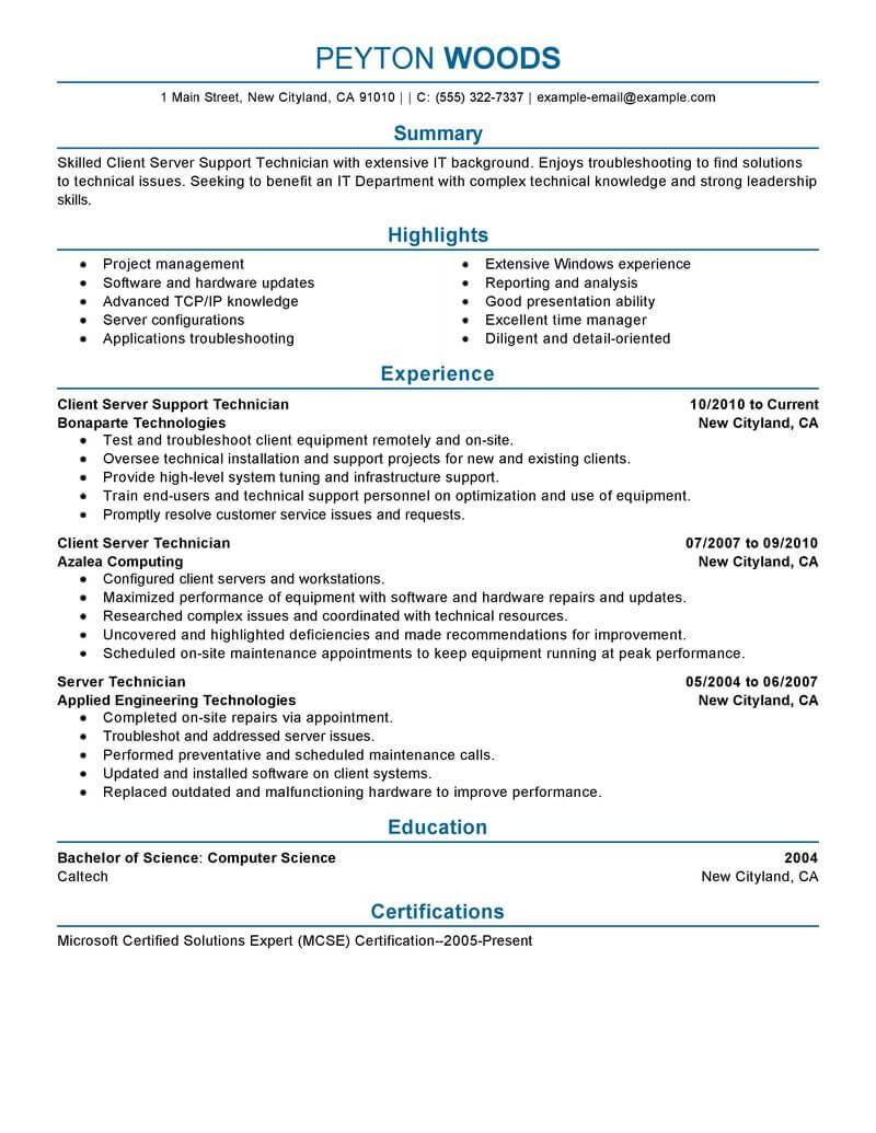 11 Amazing It Resume Examples Livecareer within proportions 800 X 1035