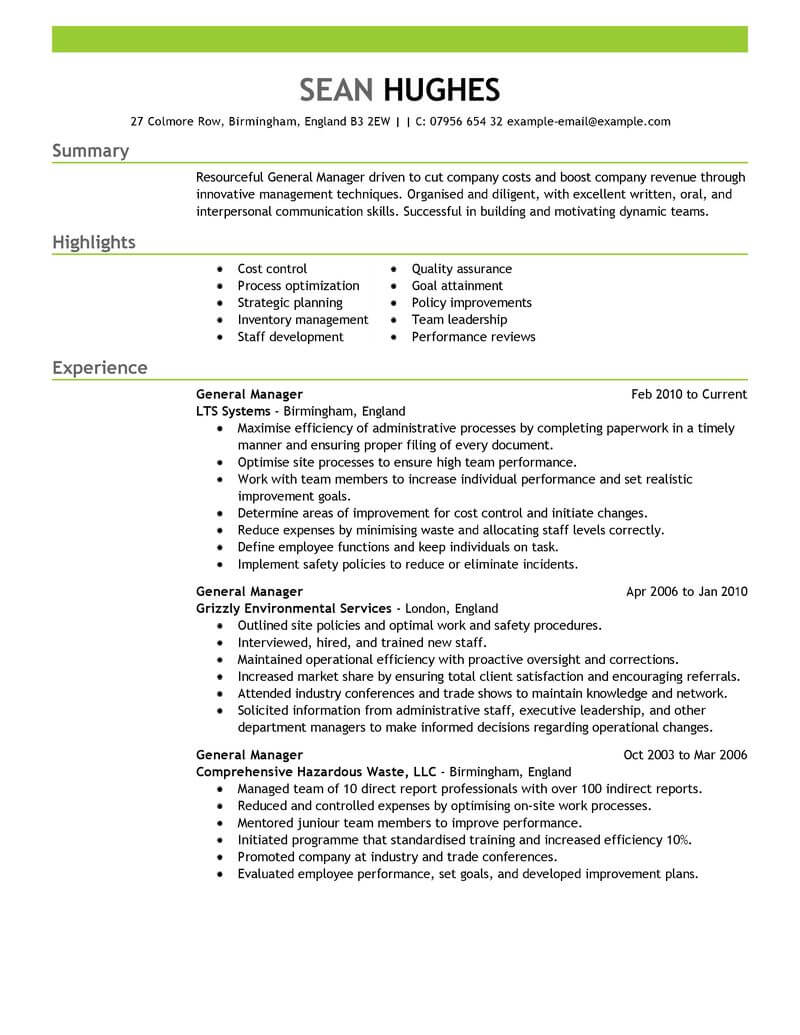11 Amazing Management Resume Examples Livecareer for proportions 800 X 1035