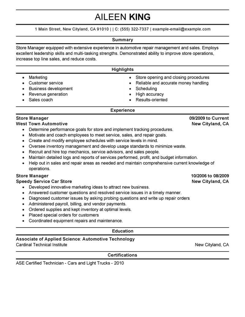 11 Amazing Management Resume Examples Livecareer in size 800 X 1035