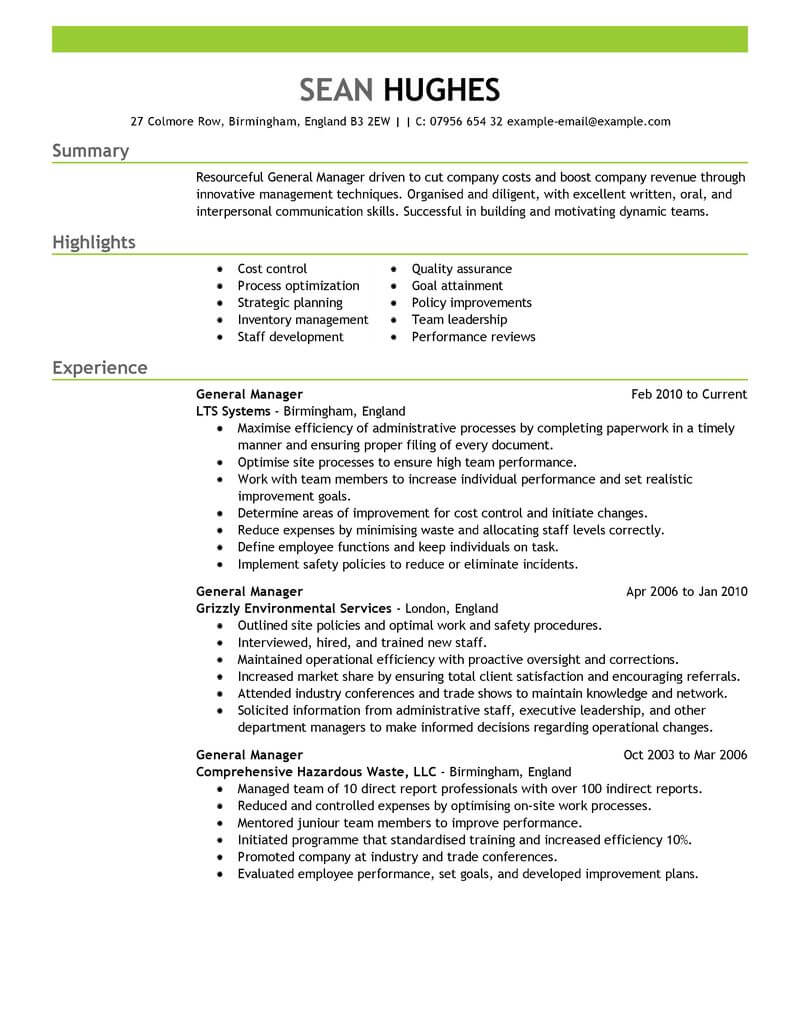 11 Amazing Management Resume Examples Livecareer with proportions 800 X 1035