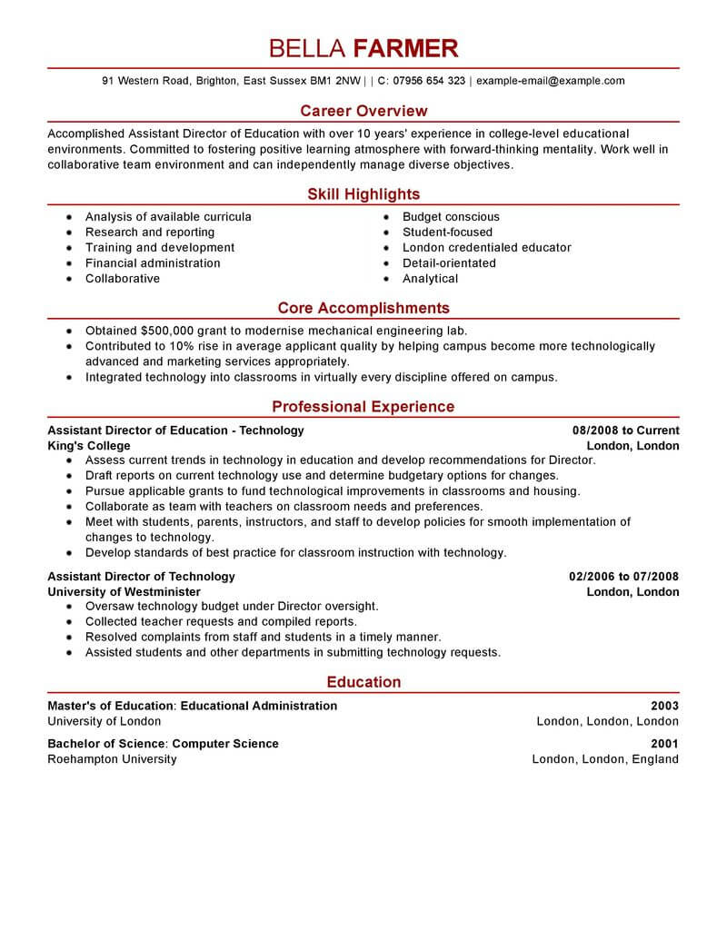 12 Amazing Education Resume Examples Livecareer in proportions 800 X 1035