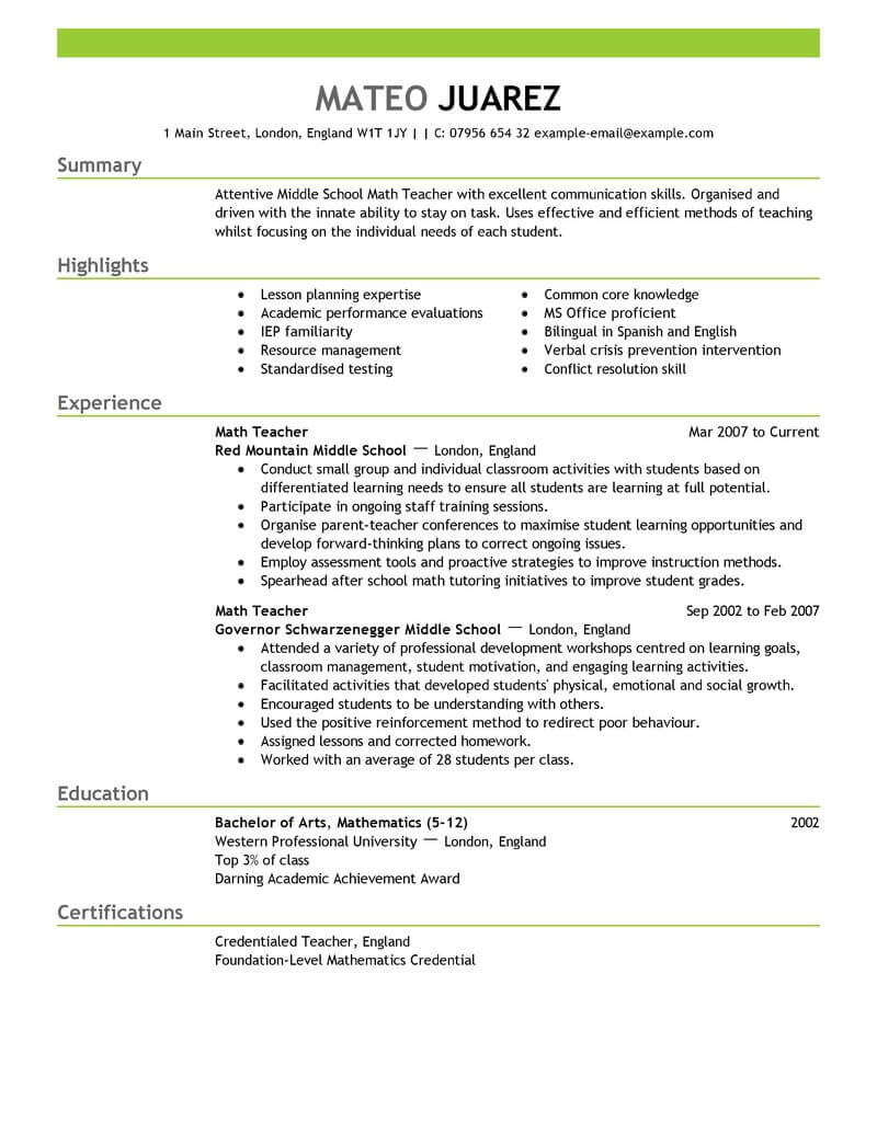 12 Amazing Education Resume Examples Livecareer within size 800 X 1035