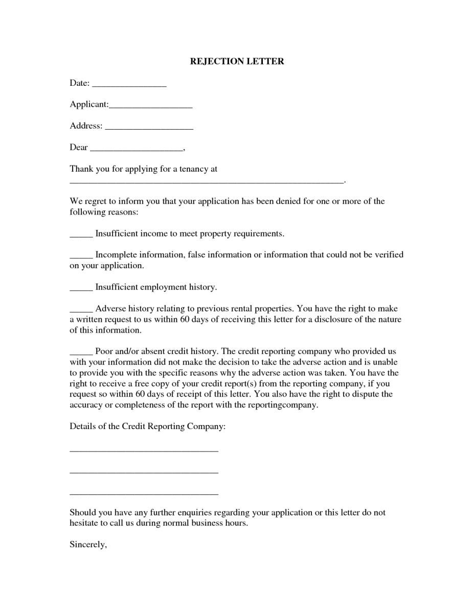13 Best Rental Application Rejection Letter 5 Rental with size 927 X 1200