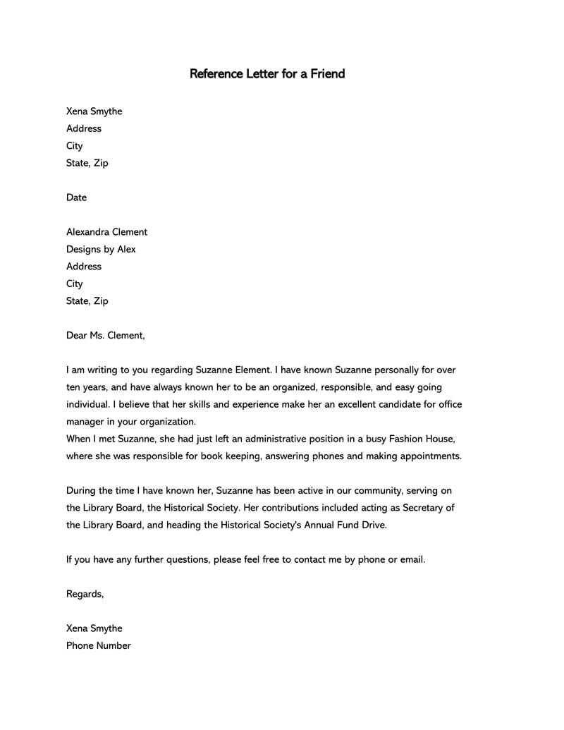 15 Free Personal Letter Of Recommendation Templates And inside measurements 800 X 1035
