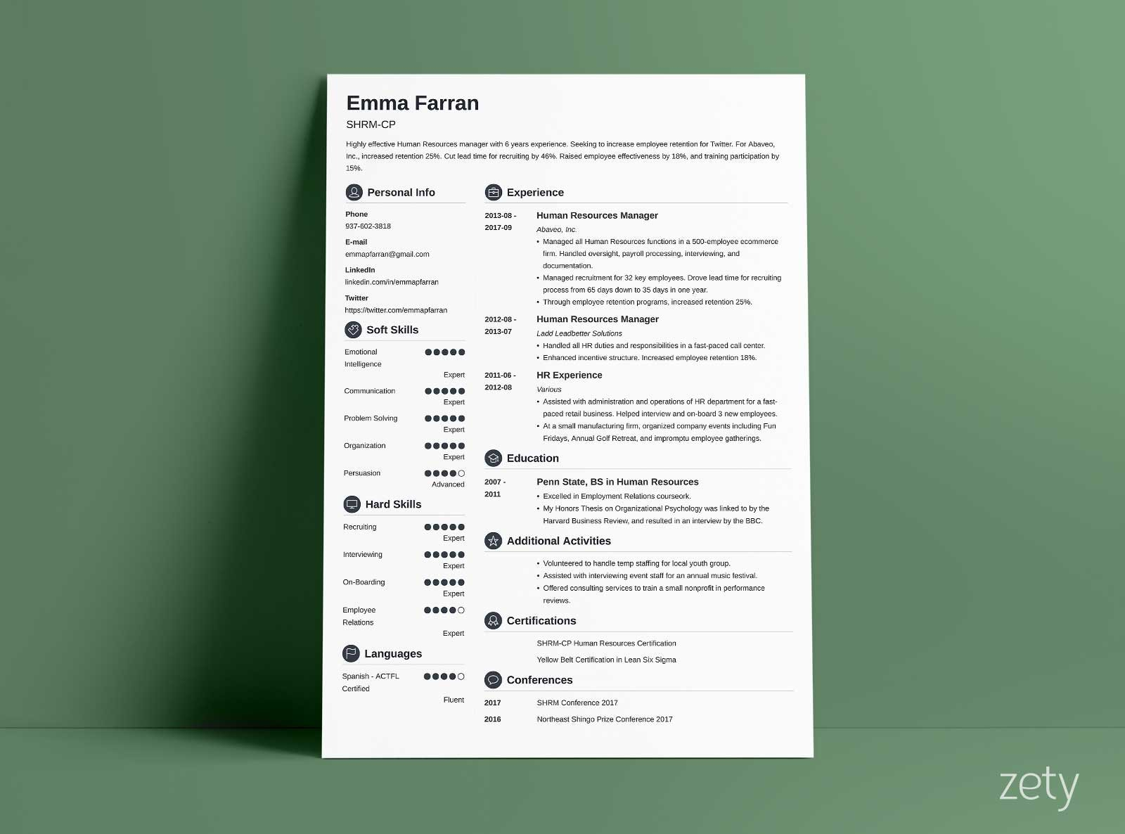 18 Modern Resume Templates Examples With Format Tips inside dimensions 1600 X 1186
