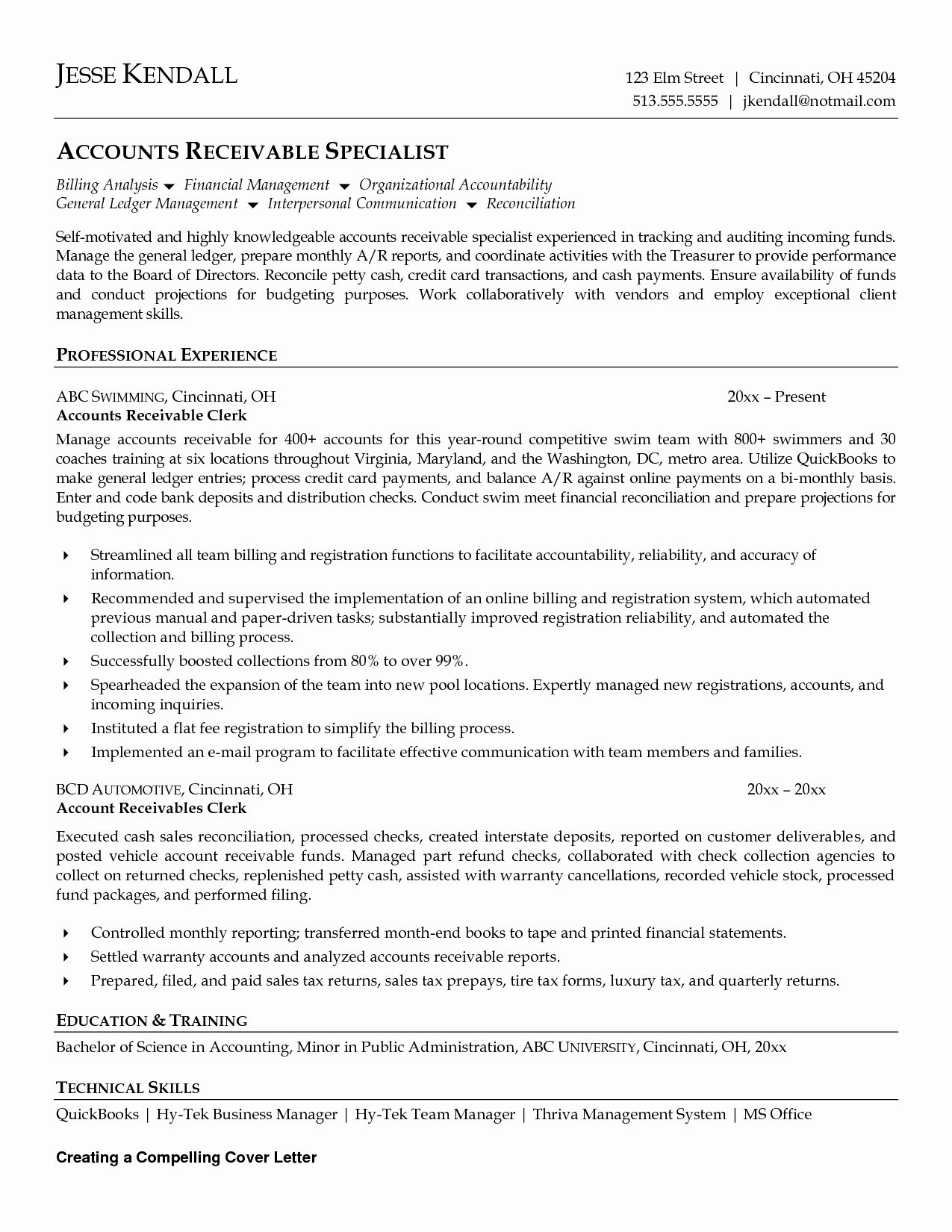 20 Accounts Receivable Manager Resume In 2020 Job intended for dimensions 1275 X 1650
