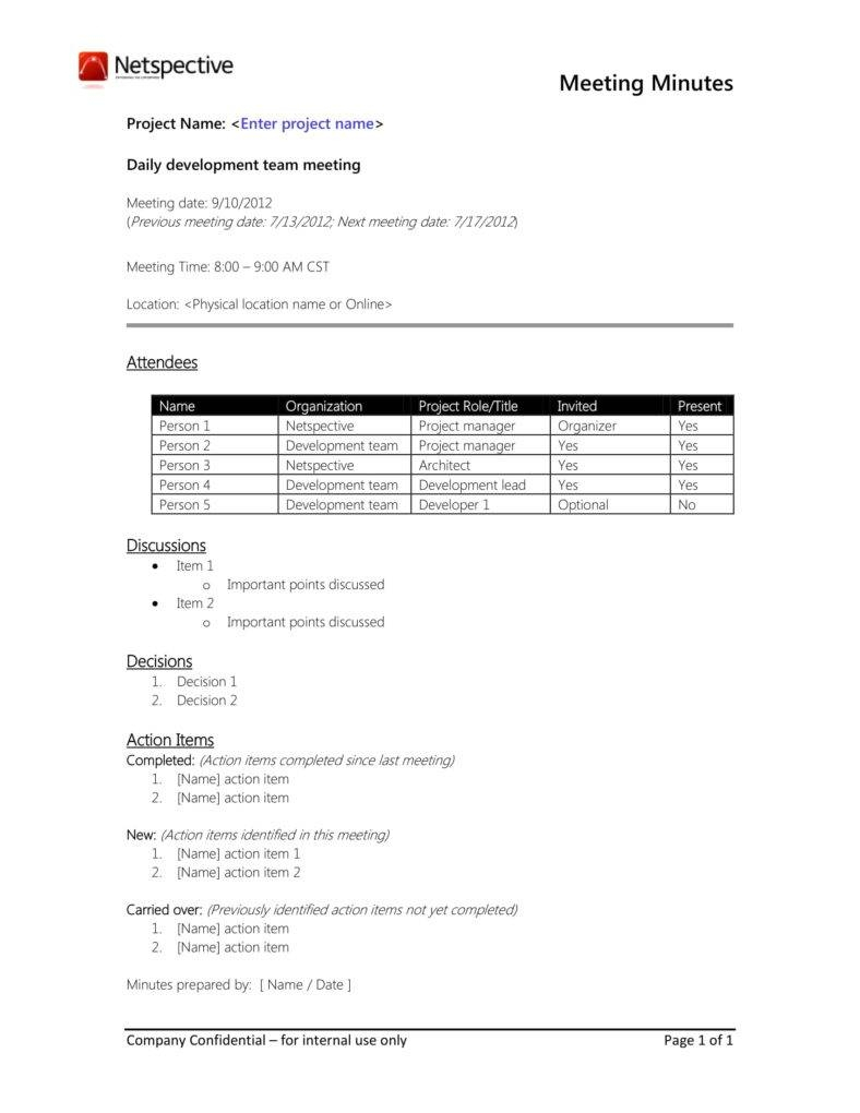 20 Minutes Of Meeting Sample Templates Pdf Word Free with sizing 788 X 1020