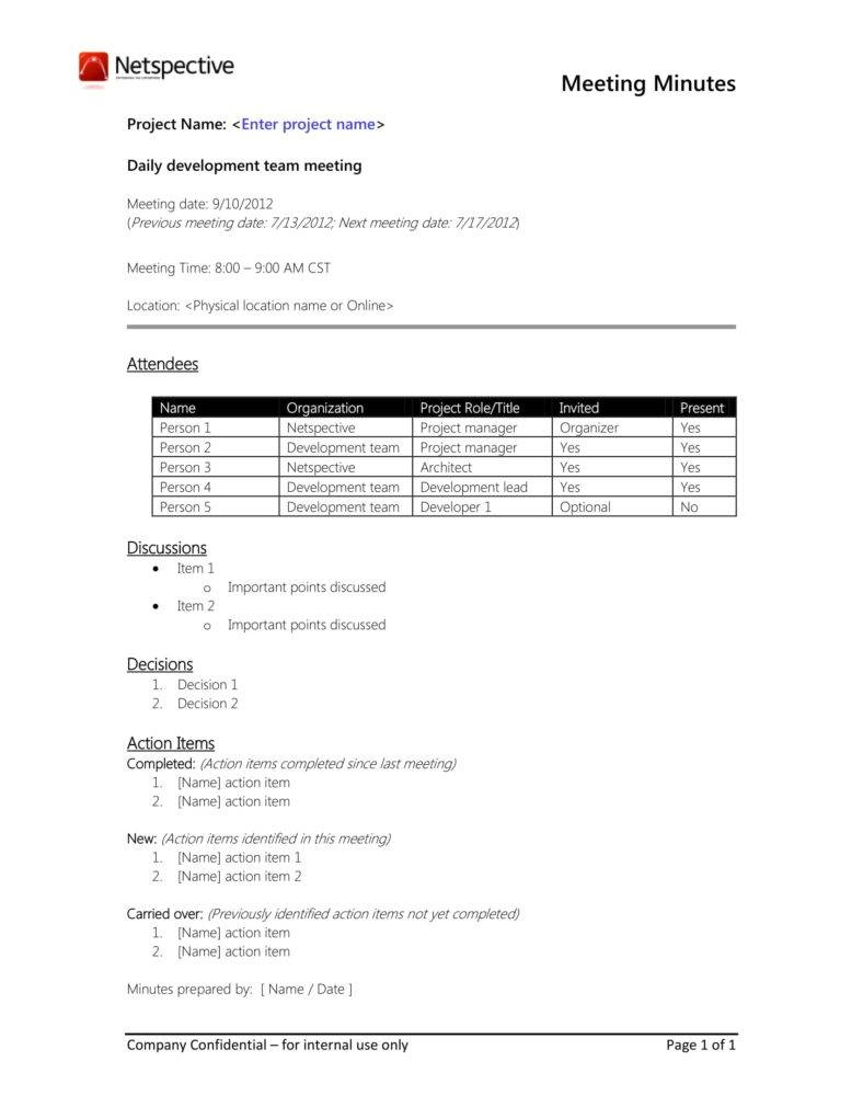 20 Minutes Of Meeting Sample Templates Pdf Word Free within size 788 X 1020