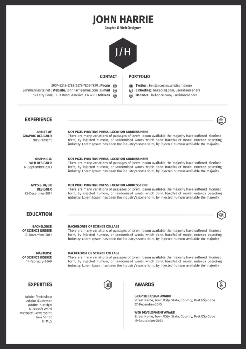 20 One Page Resume Templates Free Download in dimensions 830 X 1174