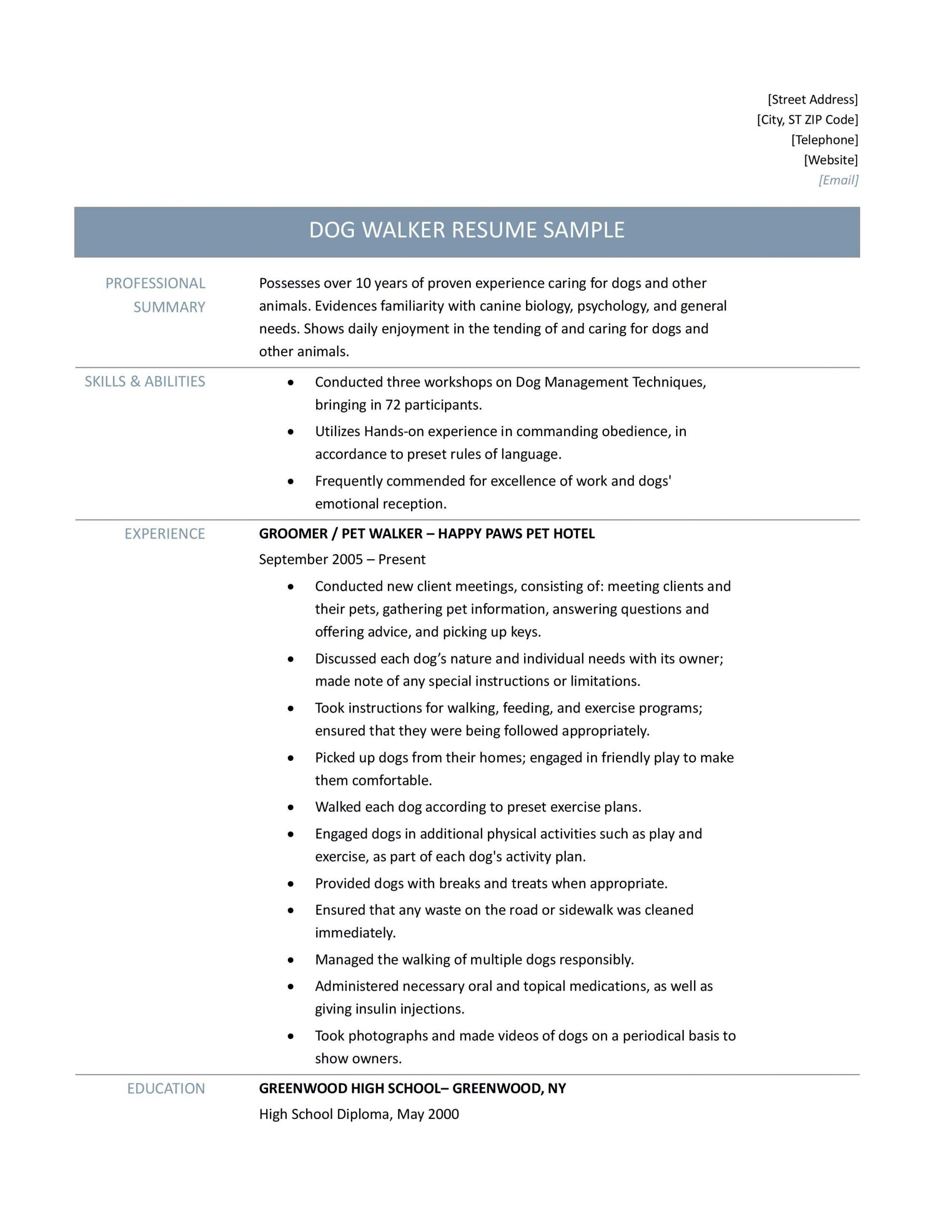 20 Pet Sitting Resume General Formidable Pet Sitter Resume within measurements 2550 X 3300