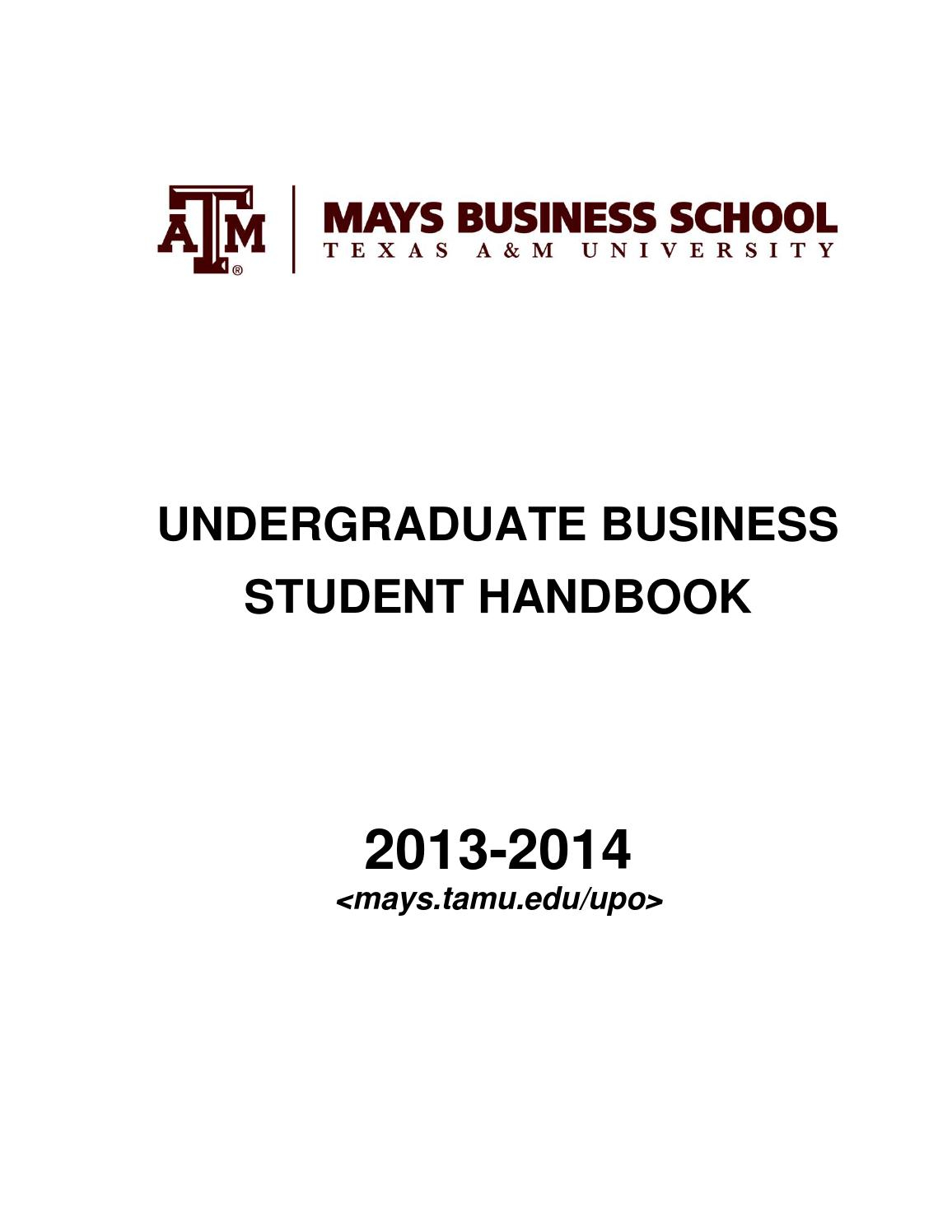 2012 2013 Undergraduate Student Handbook Mays Business pertaining to dimensions 1156 X 1496