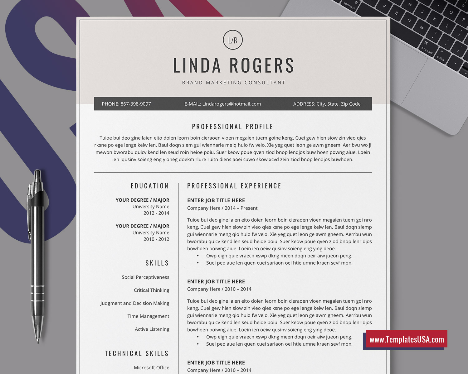 2020 Modern Ms Word Resume Template Curriculum Vitae Simple Cv Template Professional Resume Editable Resume College Student Resume 1 3 Page with proportions 1500 X 1200