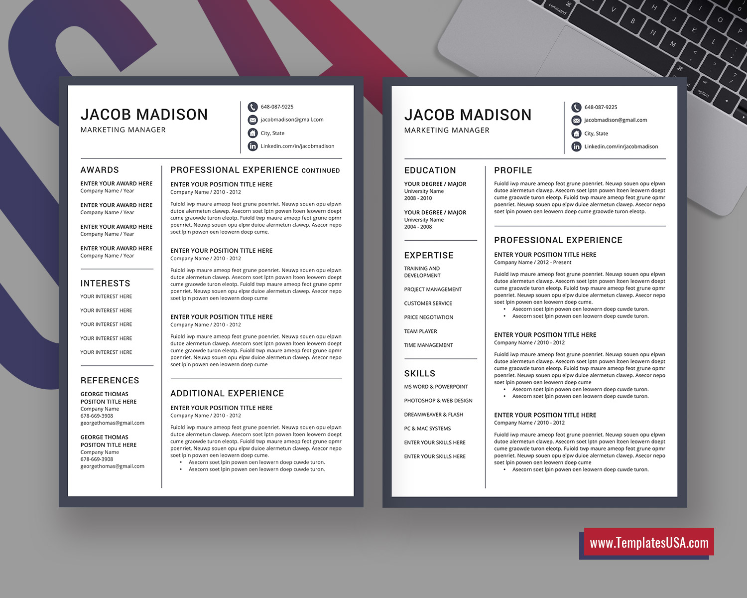 2020 Professional Ms Word Resume Template Curriculum Vitae Cv Template For Job Application 1 3 Page Modern Resume Simple Resume Editable Resume intended for size 1500 X 1200