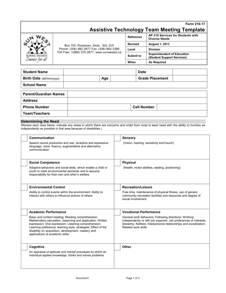 210 17 Assistive Technology Team Meeting Template Updated for dimensions 791 X 1024