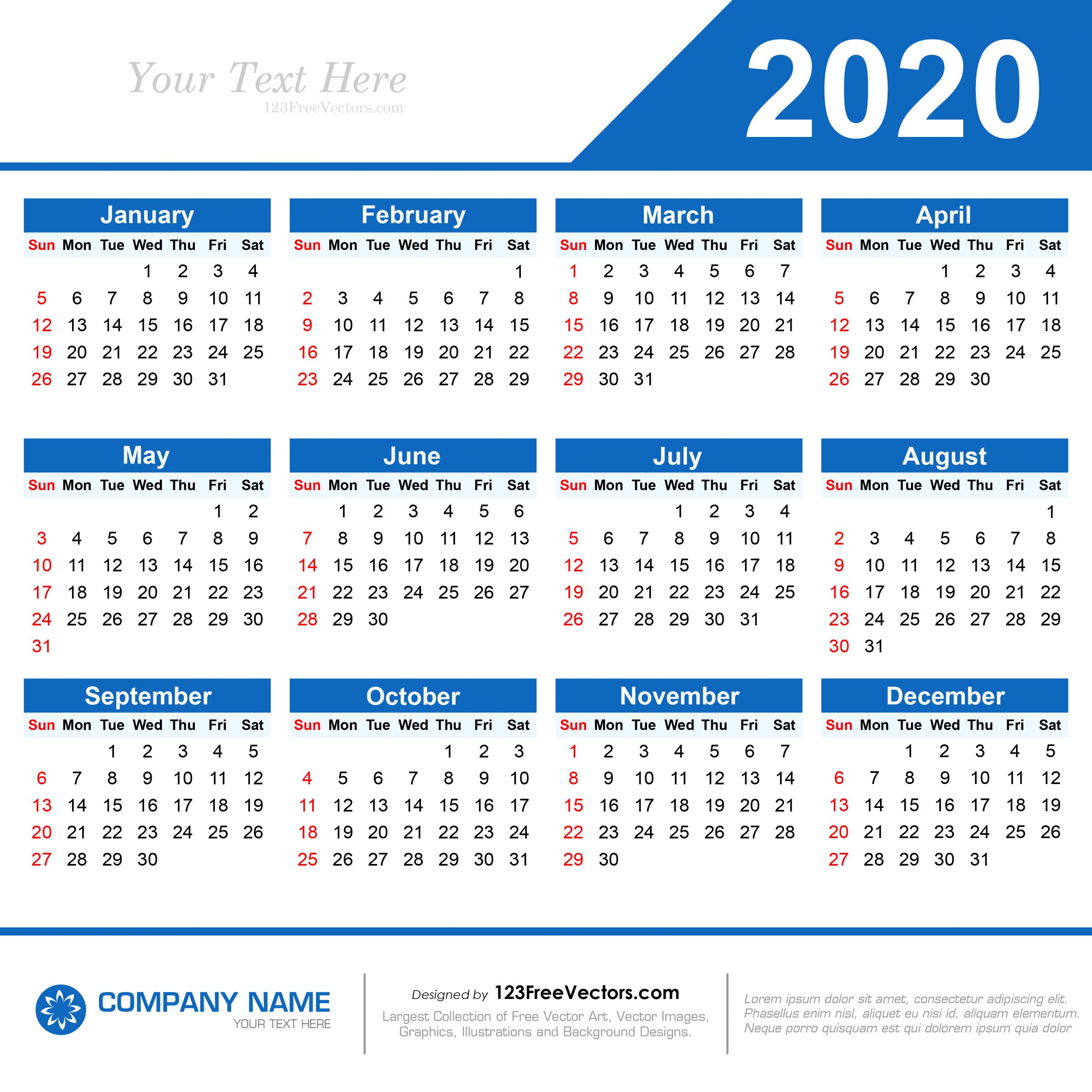 210 2020 Calendar Vectors Download Free Vector Art with sizing 3333 X 3333