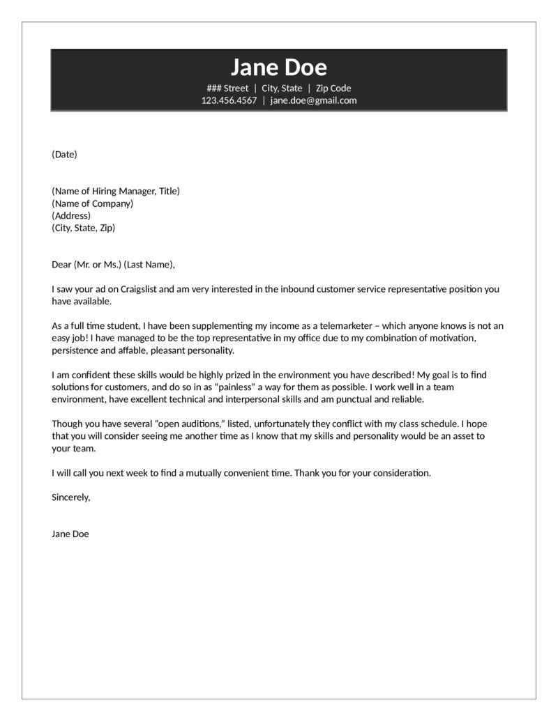 23 Cover Letter For Customer Service Job Cover Letter with proportions 800 X 1035
