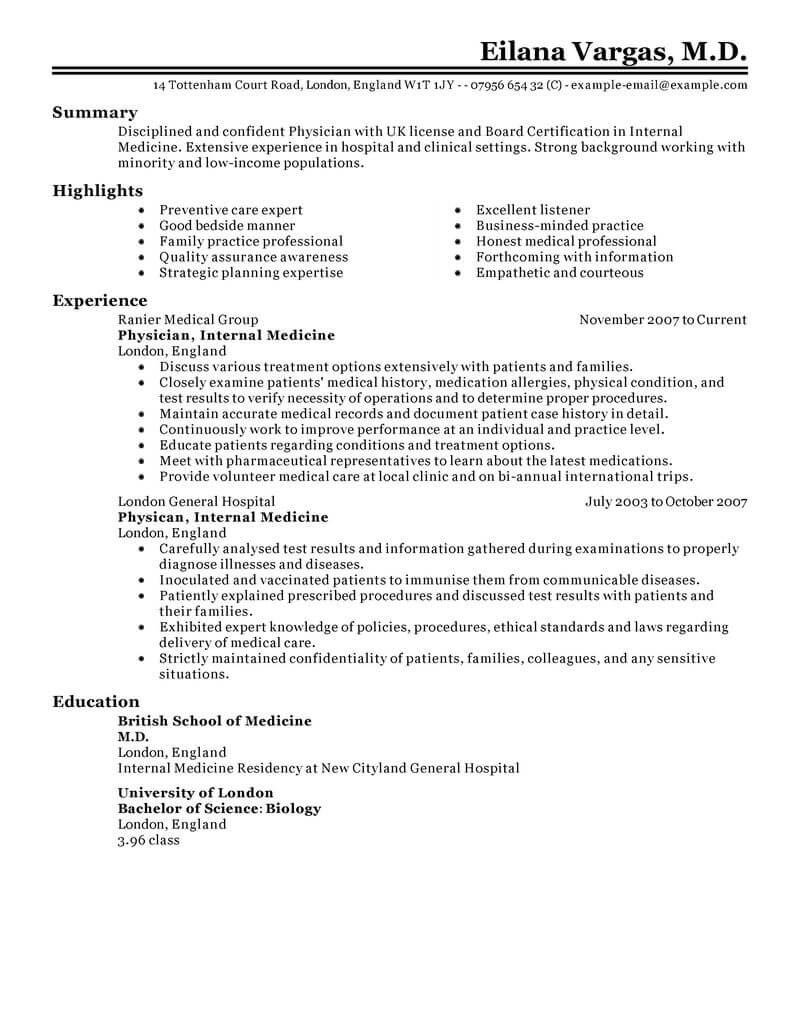 24 Amazing Medical Resume Examples Livecareer in measurements 800 X 1035