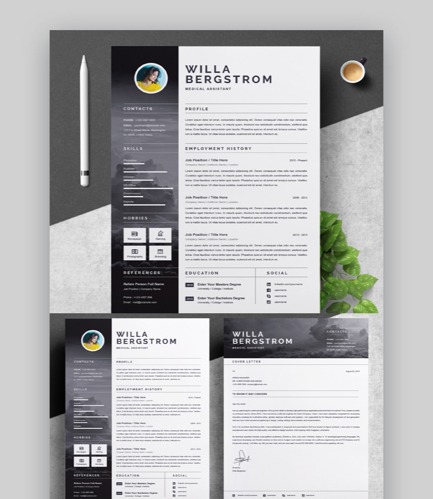 24 Free Google Docs Microsoft Word Resume Cv Templates For inside sizing 850 X 978