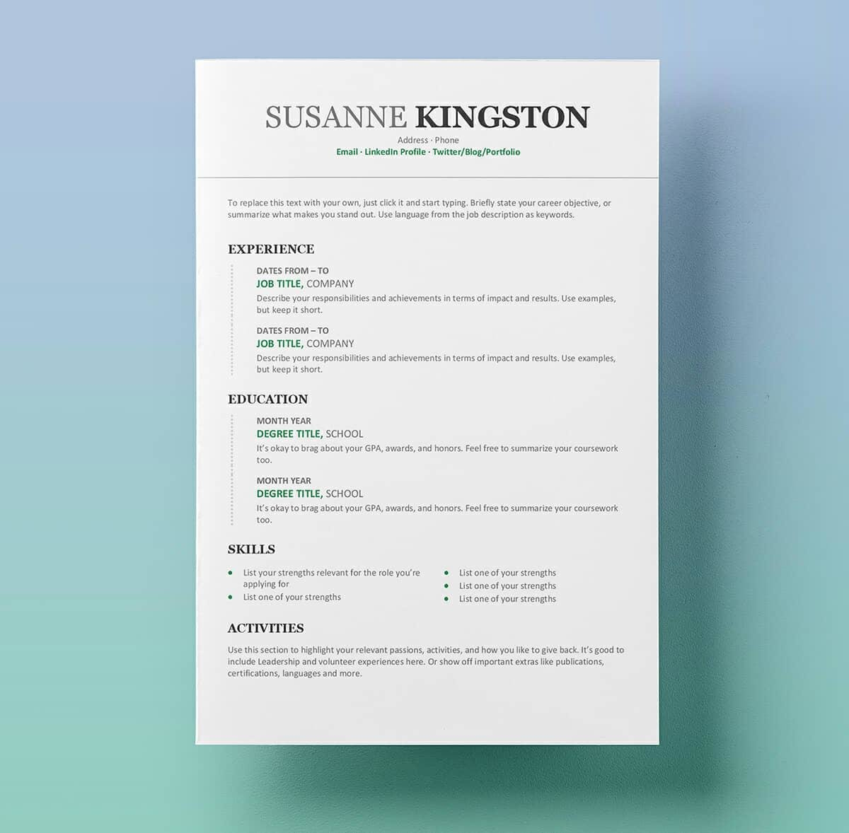 25 Beautiful Free Resume Templates For Microsoft Word pertaining to size 1200 X 1178