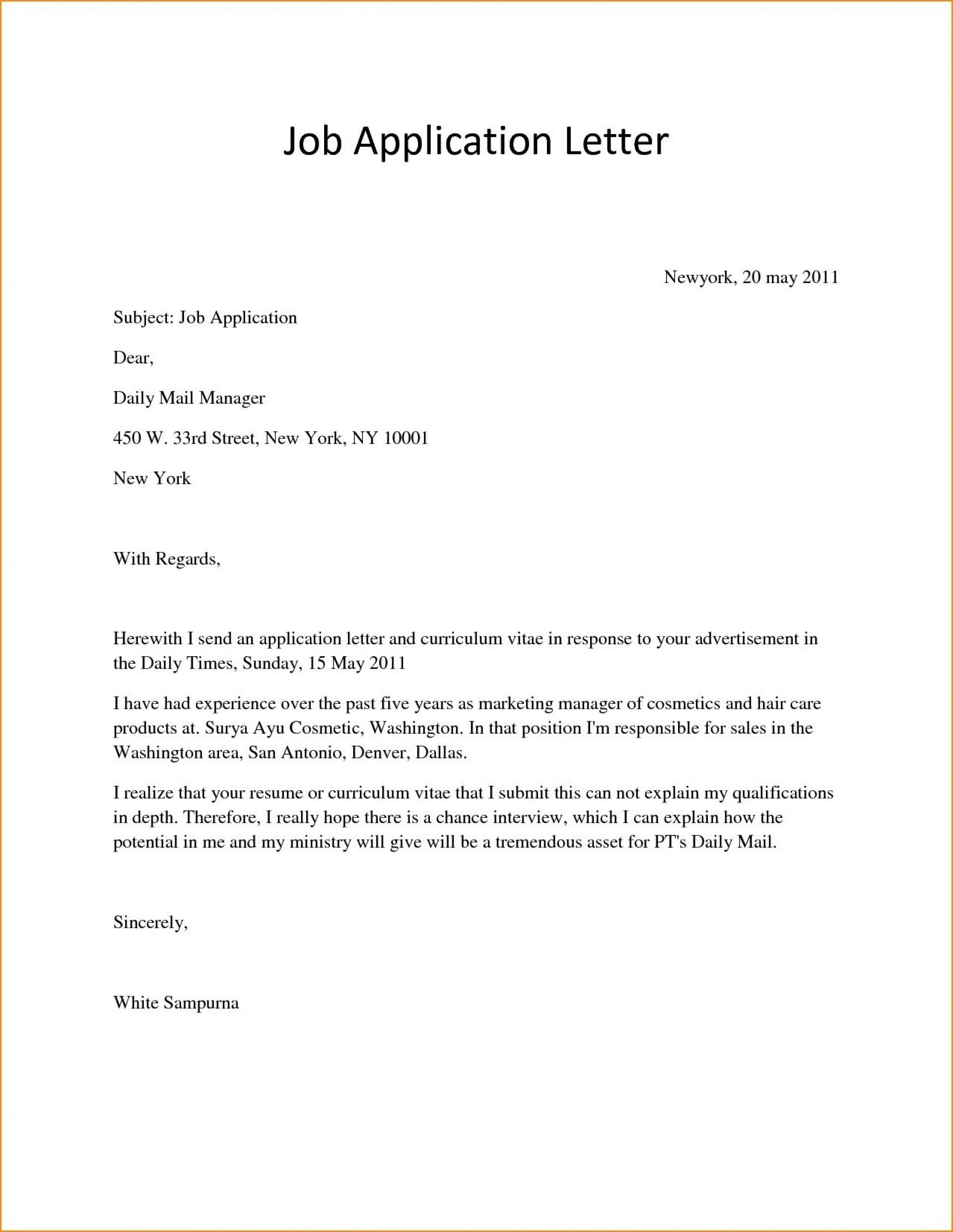 25 Simple Cover Letter For Job Application Simple Job for proportions 1920 X 2482