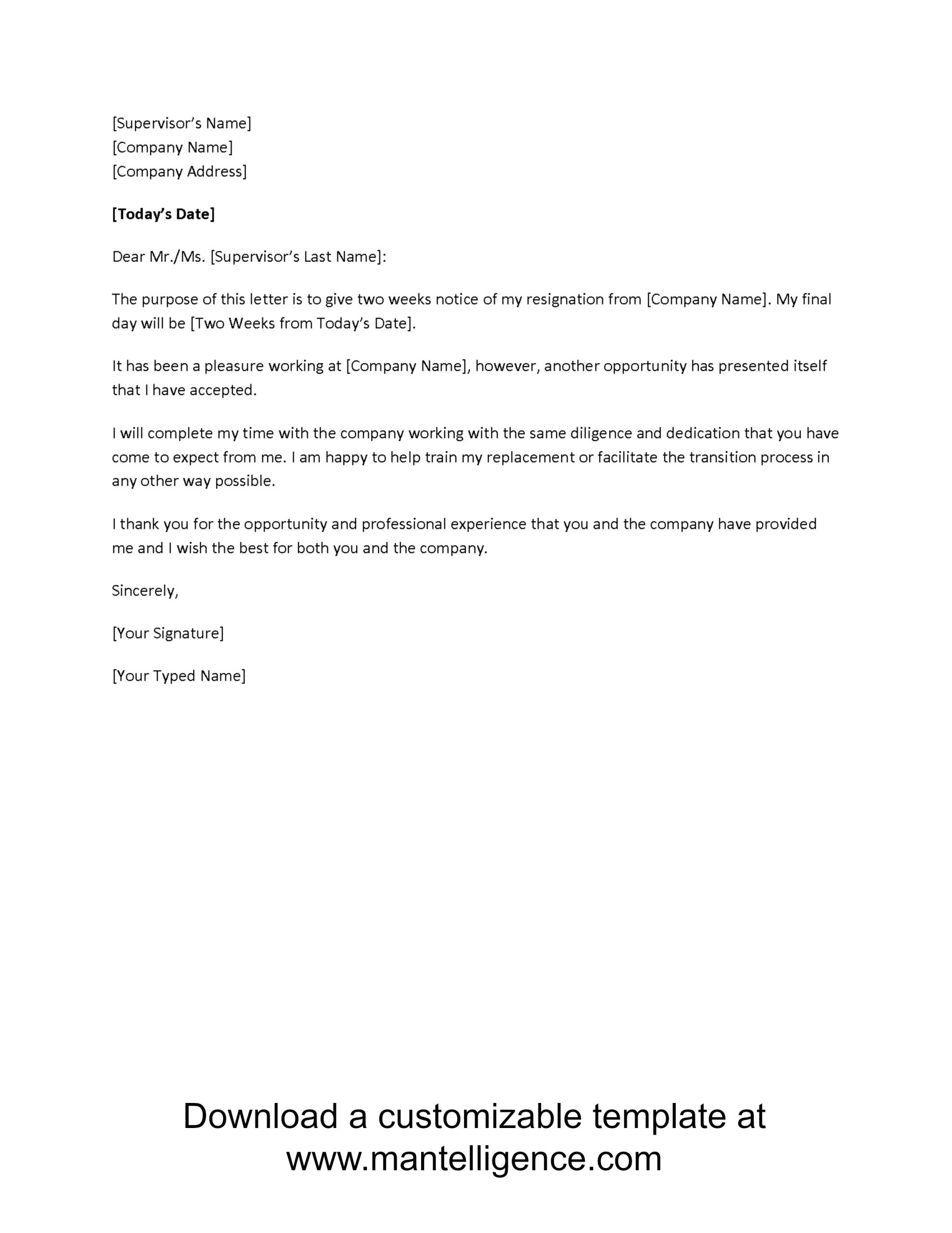 3 Highly Professional Two Weeks Notice Letter Templates for measurements 2550 X 3300