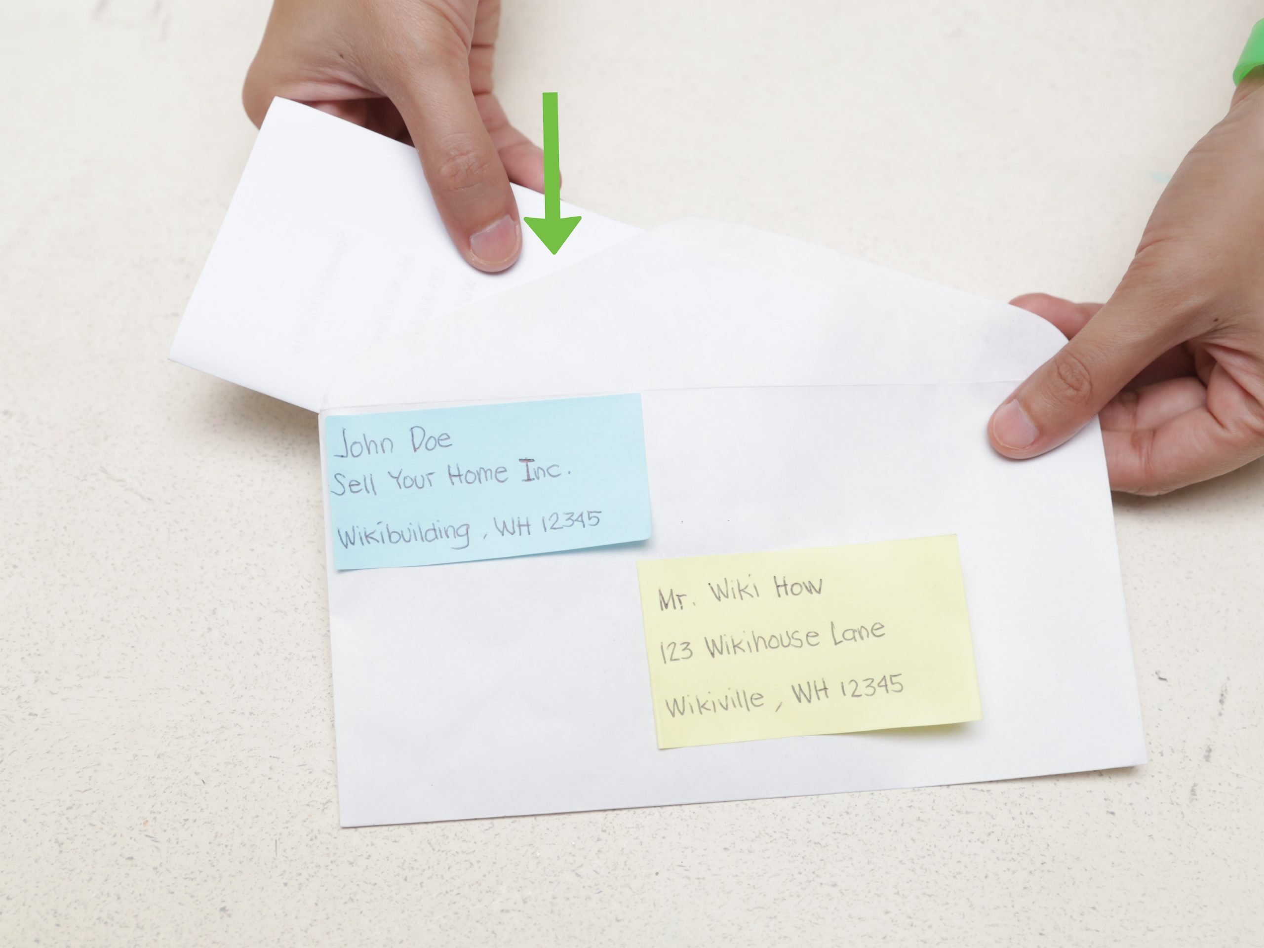 3 Ways To Fold And Insert A Letter Into An Envelope Wikihow inside measurements 3200 X 2400