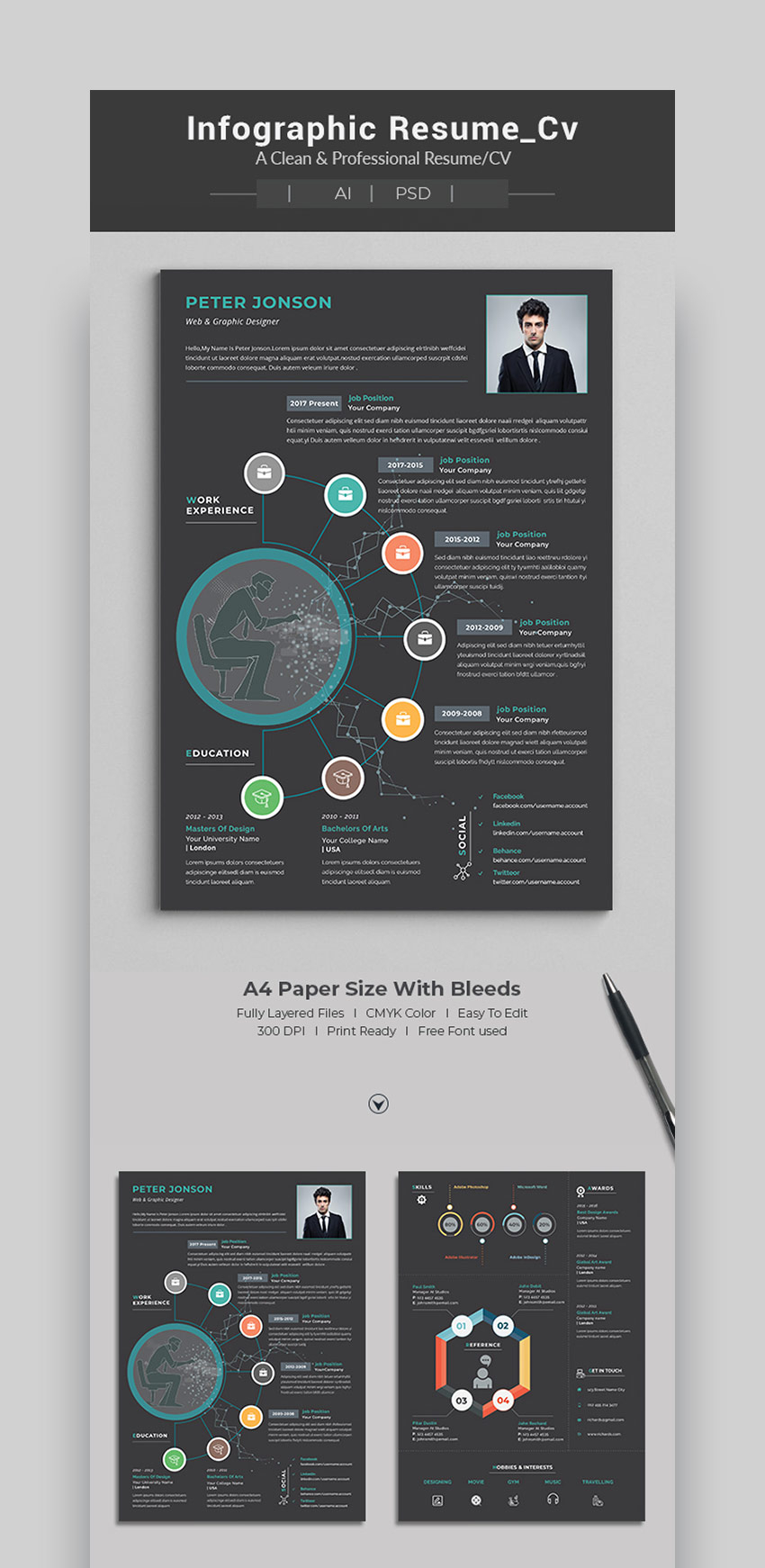Infographic Cv Template Microsoft Word Free • Invitation Template Ideas