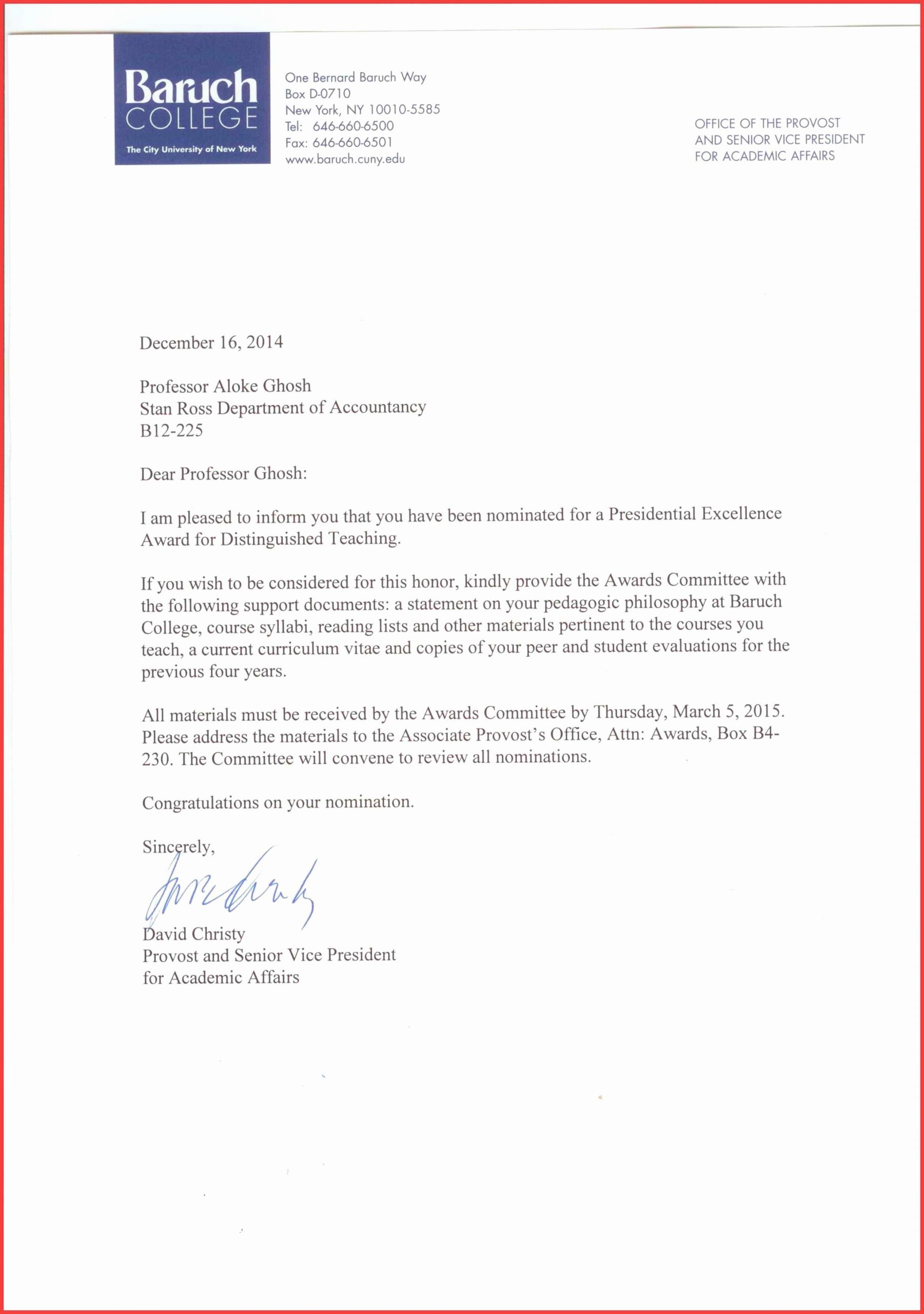 Reference Letter For Award Nomination Invitation Template Ideas