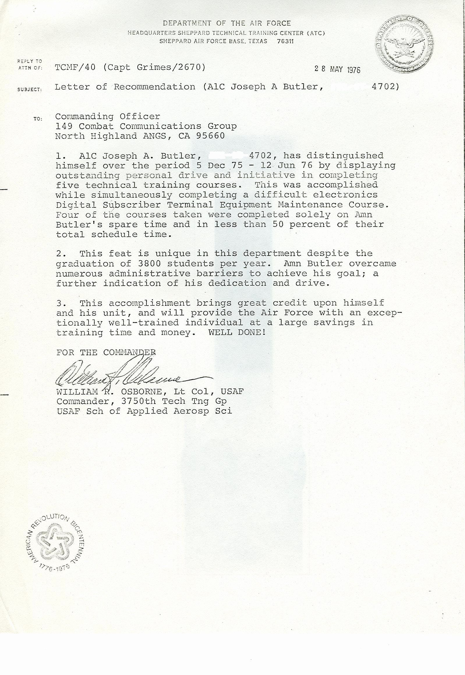 30 Letter Of Recommendation Military In 2020 Letter Of intended for proportions 1597 X 2318