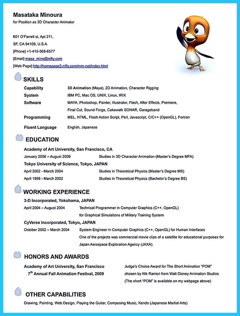 3d Animator Resume Format Resume Templates inside proportions 914 X 1200