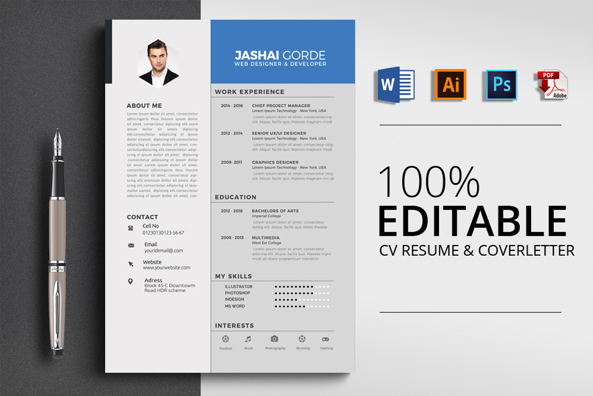 4 Format Resume Cv Template Word Vsual in proportions 1160 X 774