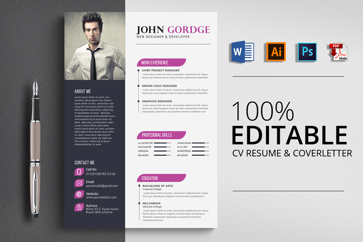 4 Format Resume Cv Template Word Vsual pertaining to dimensions 1160 X 774