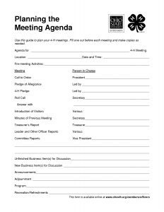 4 H Meeting Agenda Template Google Search With Images throughout size 1275 X 1650