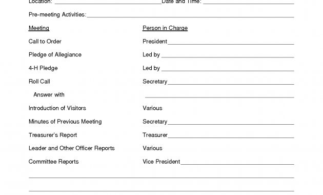 4 H Meeting Agenda Template Google Search With Images throughout size 1275 X 1650