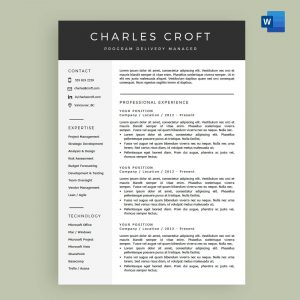 4 Page Resume Cv Template Package For Microsoft Word The Charlie for sizing 1600 X 1600