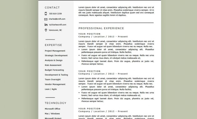 4 Page Resume Cv Template Package For Microsoft Word The Charlie for sizing 1600 X 1600