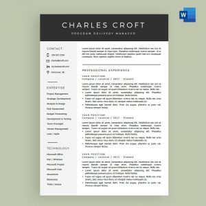 4 Page Resume Cv Template Package For Microsoft Word The Charlie with size 1600 X 1600