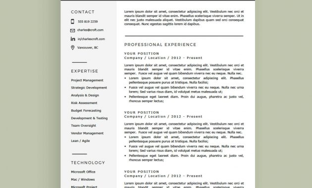 4 Page Resume Cv Template Package For Microsoft Word The Charlie with size 1600 X 1600