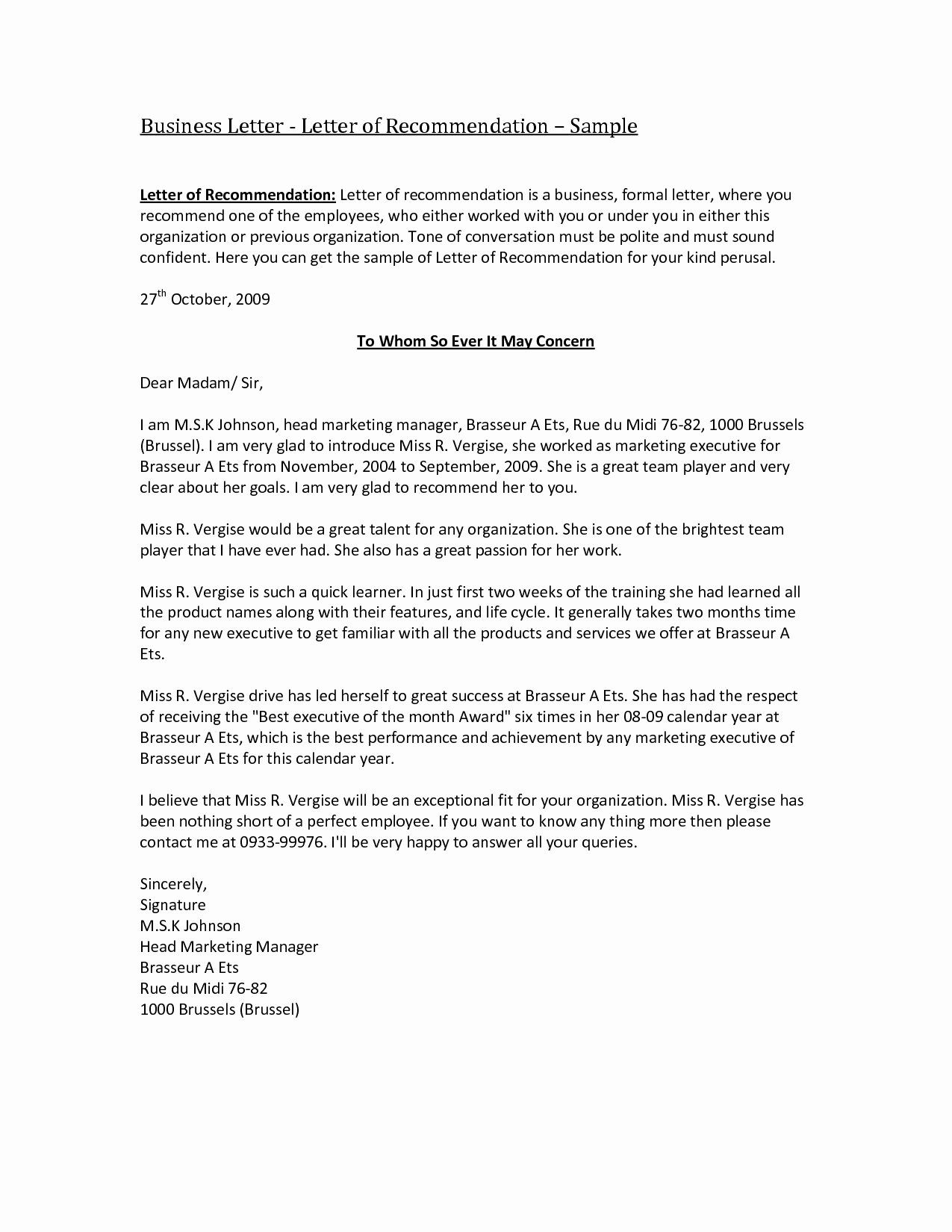 40 Business Letter Of Recommendation Template In 2020 throughout measurements 1275 X 1650